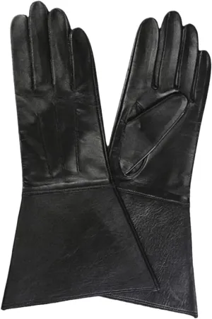 35Cm Mens Leather Touch Screen Double Cuff Unlined Gloves Genuine Leather Tight Long Driving Riding Moto Gloves