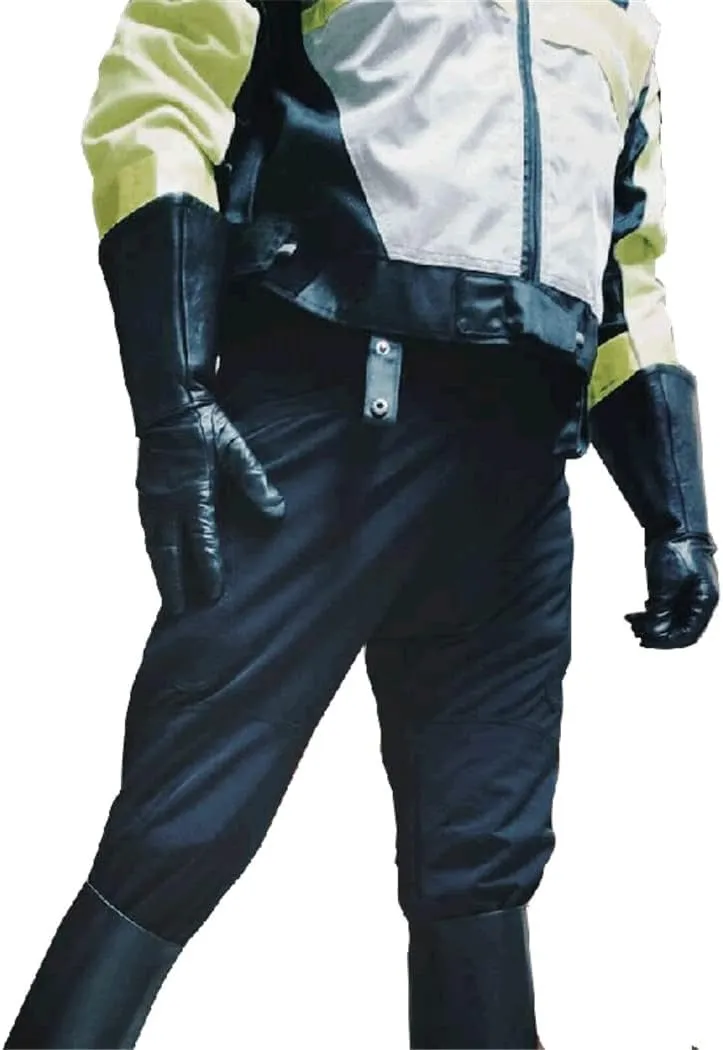 35Cm Mens Leather Touch Screen Double Cuff Unlined Gloves Genuine Leather Tight Long Driving Riding Moto Gloves