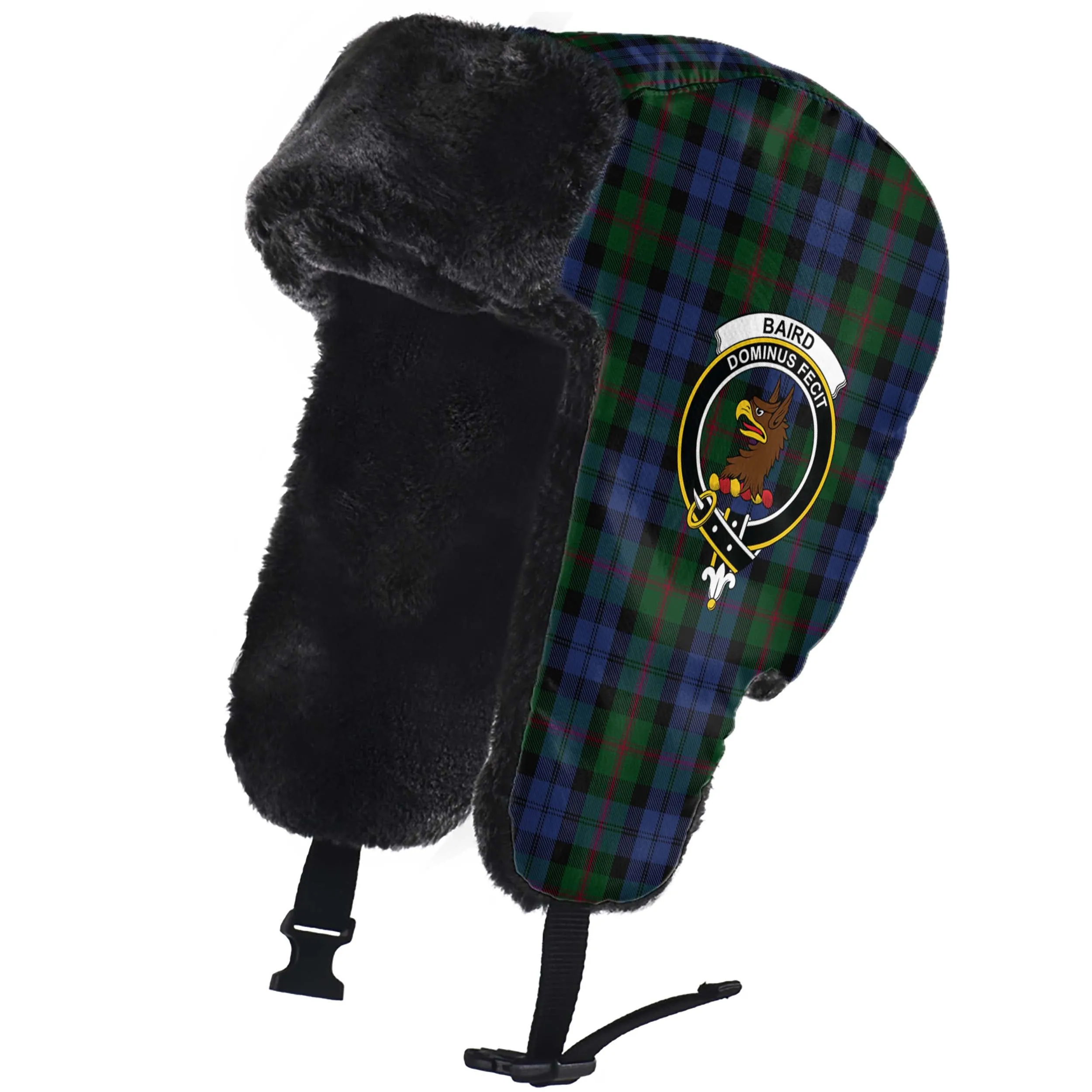 Baird Tartan Winter Trapper Hat with Family Crest