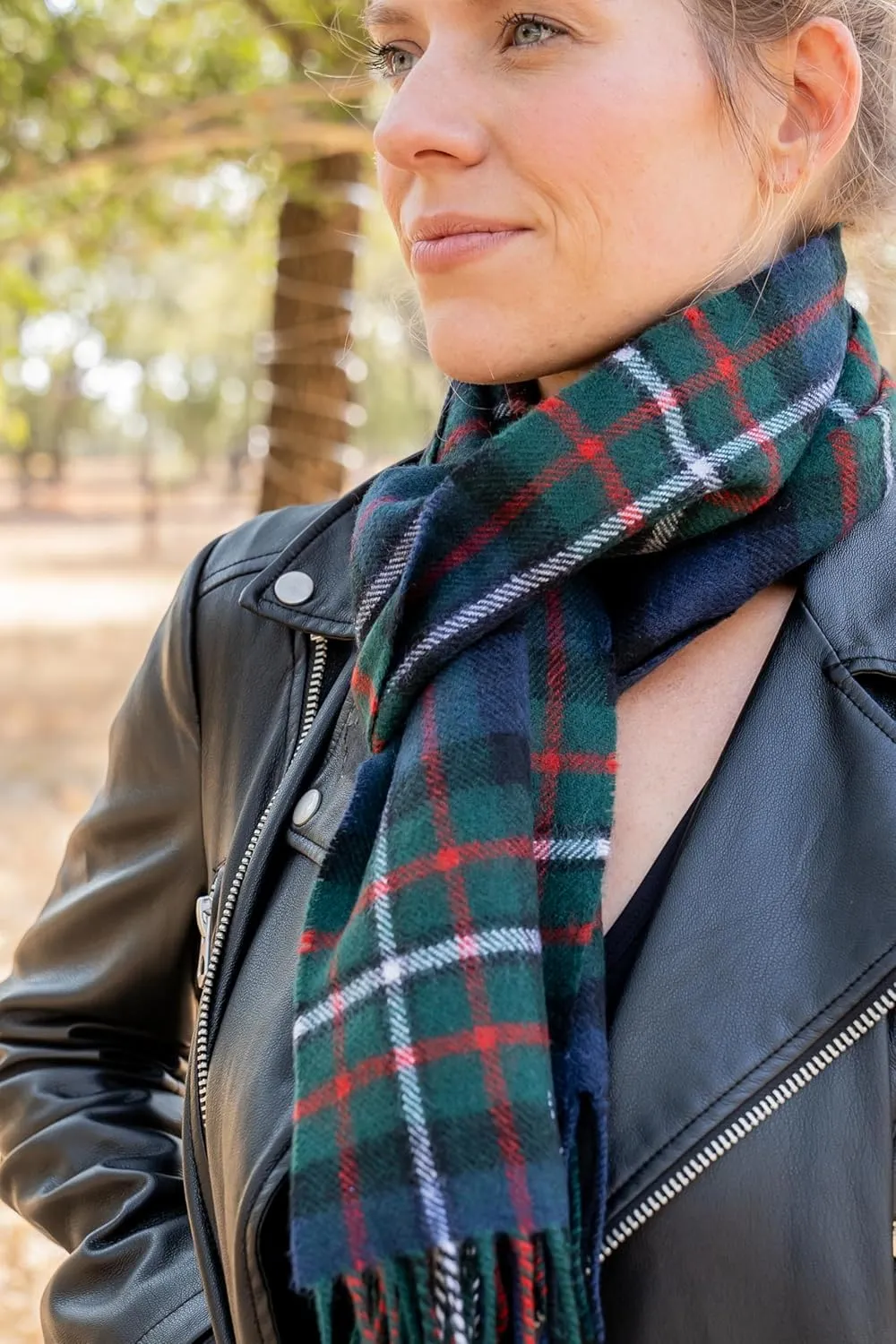 Briomhar Tartan Plaid Wool Scottish Scarf - 100% Lambswool Made in Scotland, Perfect Winter Scarf for Cold Weather