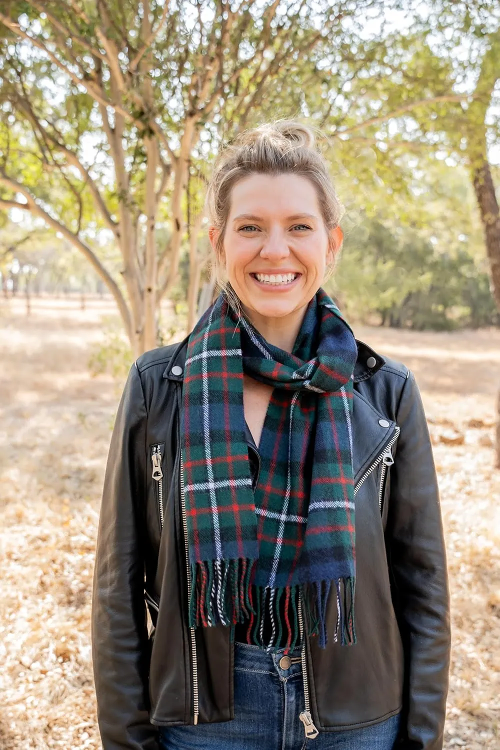 Briomhar Tartan Plaid Wool Scottish Scarf - 100% Lambswool Made in Scotland, Perfect Winter Scarf for Cold Weather