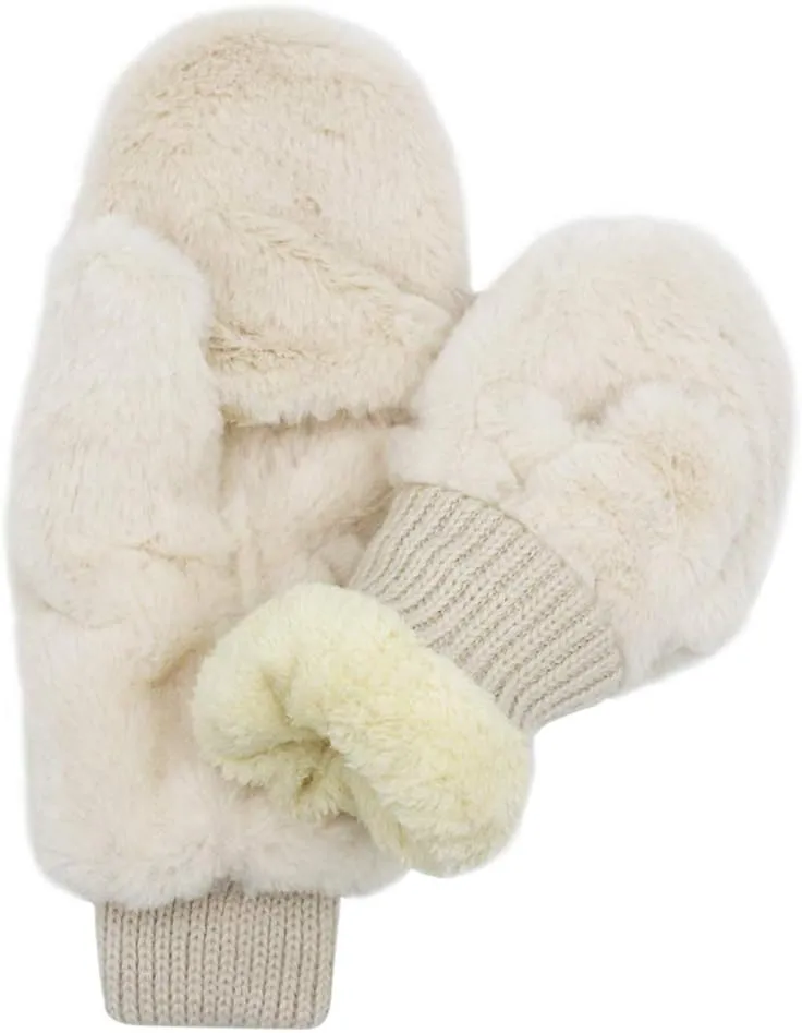 Eilova Unisex Winter Fluffy Gloves Mittens Windproof Fleece Plush Gloves with Warm Mitten Cover for Women Girls Boys