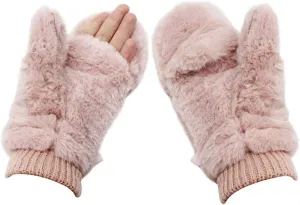 Eilova Unisex Winter Fluffy Gloves Mittens Windproof Fleece Plush Gloves with Warm Mitten Cover for Women Girls Boys