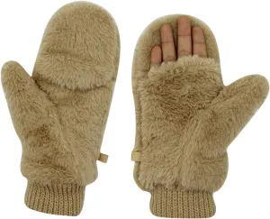 Eilova Unisex Winter Fluffy Gloves Mittens Windproof Fleece Plush Gloves with Warm Mitten Cover for Women Girls Boys