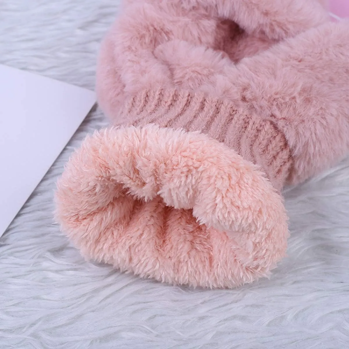 Eilova Unisex Winter Fluffy Gloves Mittens Windproof Fleece Plush Gloves with Warm Mitten Cover for Women Girls Boys
