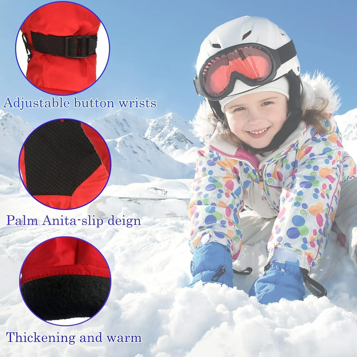 Kids Toddler Winter Warm ski Gloves Waterproof Snow Mittens Thermal Windproof Snowboard Gloves for Outddor Activities