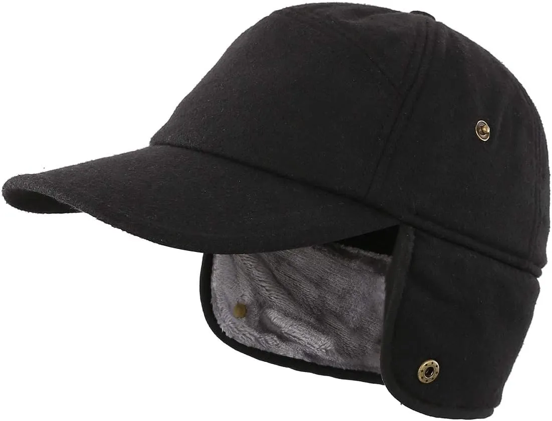 LLmoway Men’s Winter Baseball Cap with Earflaps Fleece Lined Trapper Hunting Hat