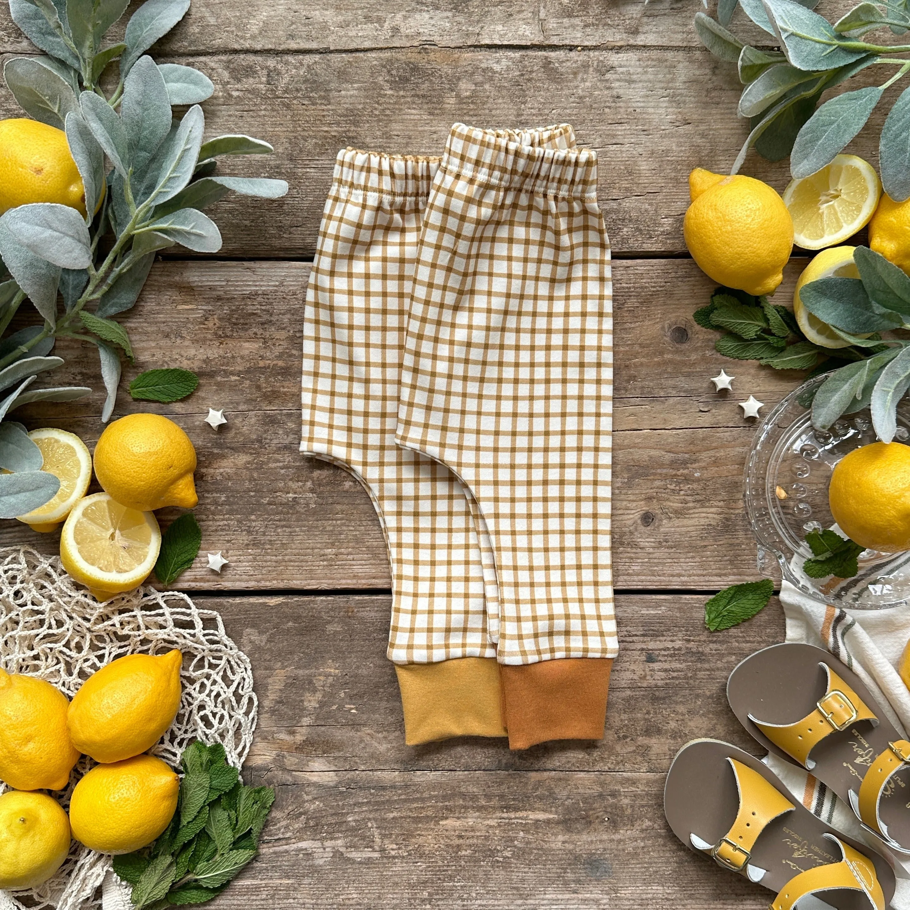Mustard Gingham Bobble Hat