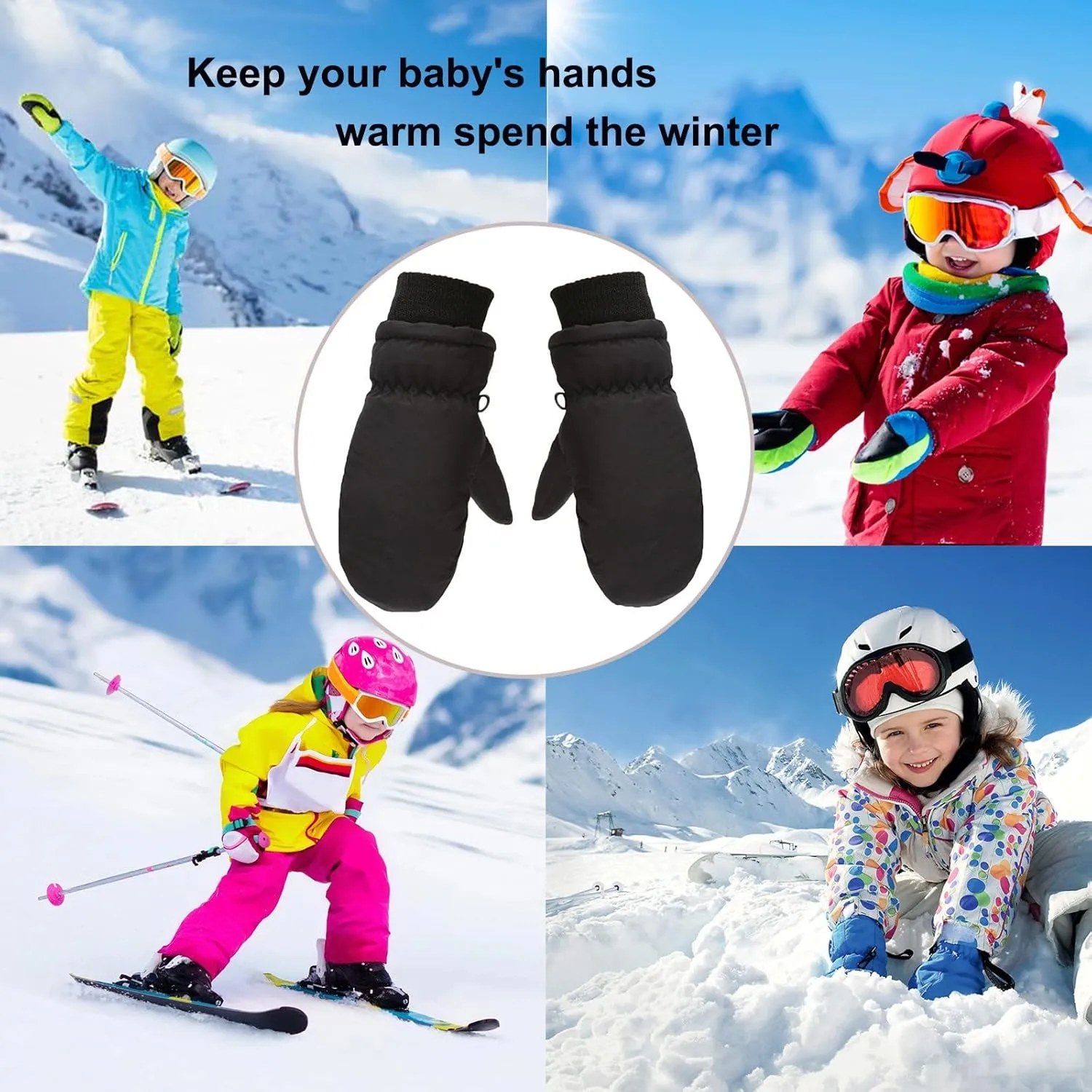 Ski Snowboard Waterproof Winter Warm Gloves, Thermal Snow Gloves for Girls Boys Kids Skiing Outdoor Activities Gloves
