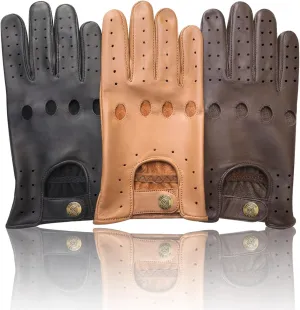 Ultimate Mens Real Soft Premium and Comfortable Leather Slim Fit Retro Style Classic Dress Fashion Driving Gloves 502 (502 Tan, S)