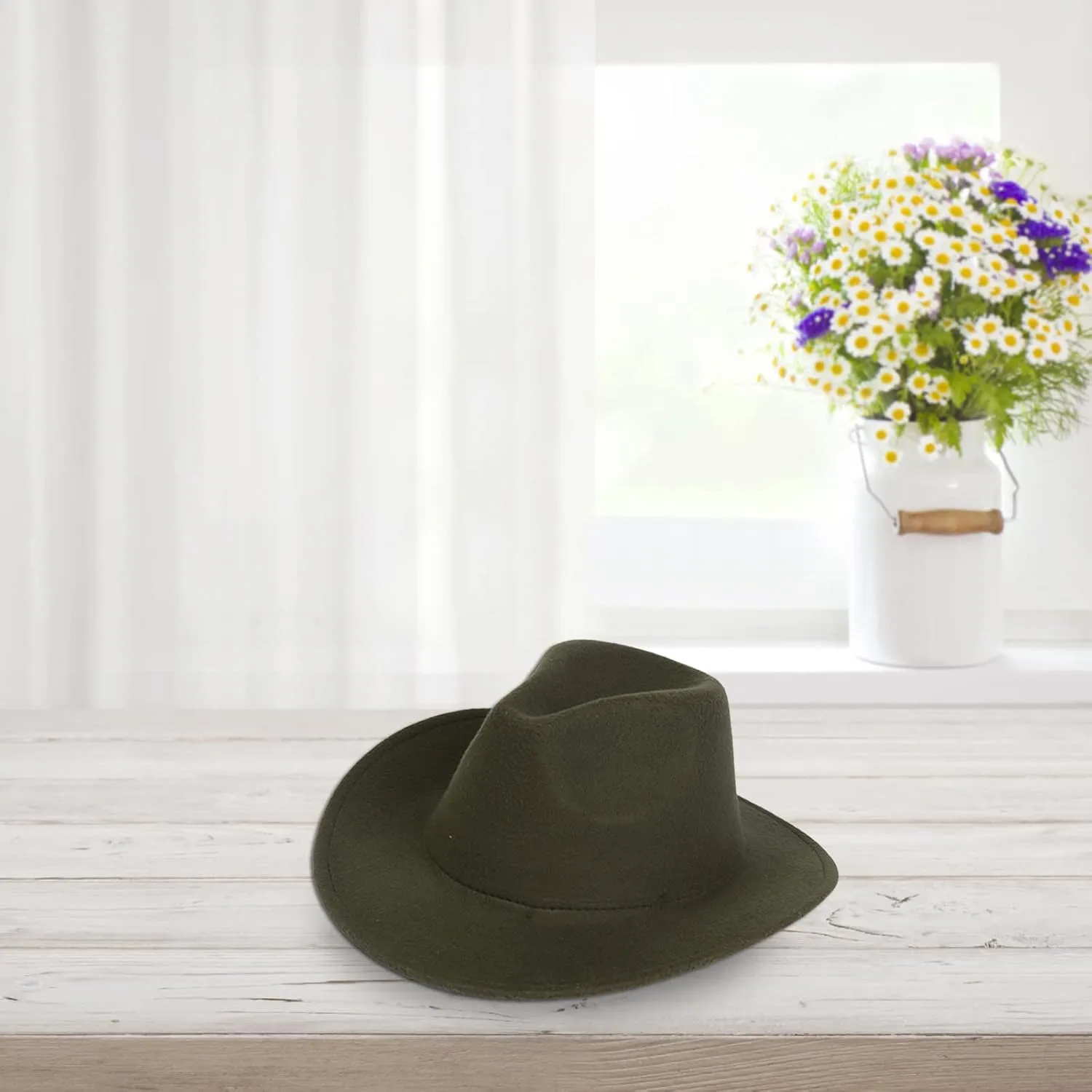 Unisex Western Cowboy Hat Faux Fur Felt Cowgirl Hats American Fedora Hats Outdoor Wide Brim Rodeo Jazz Hat