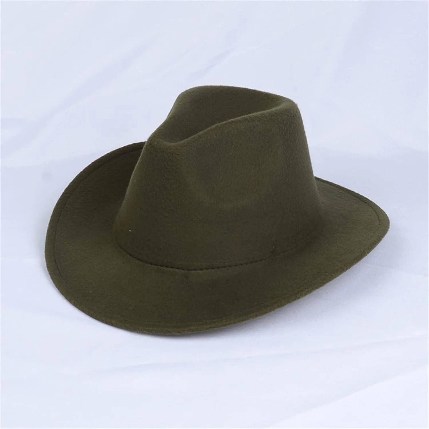 Unisex Western Cowboy Hat Faux Fur Felt Cowgirl Hats American Fedora Hats Outdoor Wide Brim Rodeo Jazz Hat