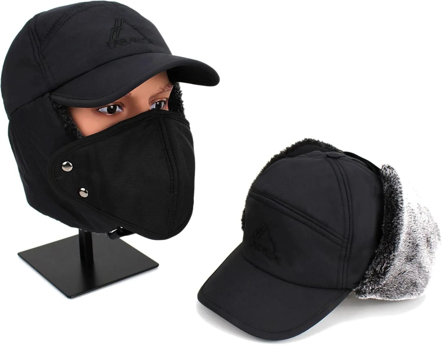 Van Caro Trapper Warm Hat with Ear Flap Face Mask,Ushanka Fur Hunting Hat Baseball Cap