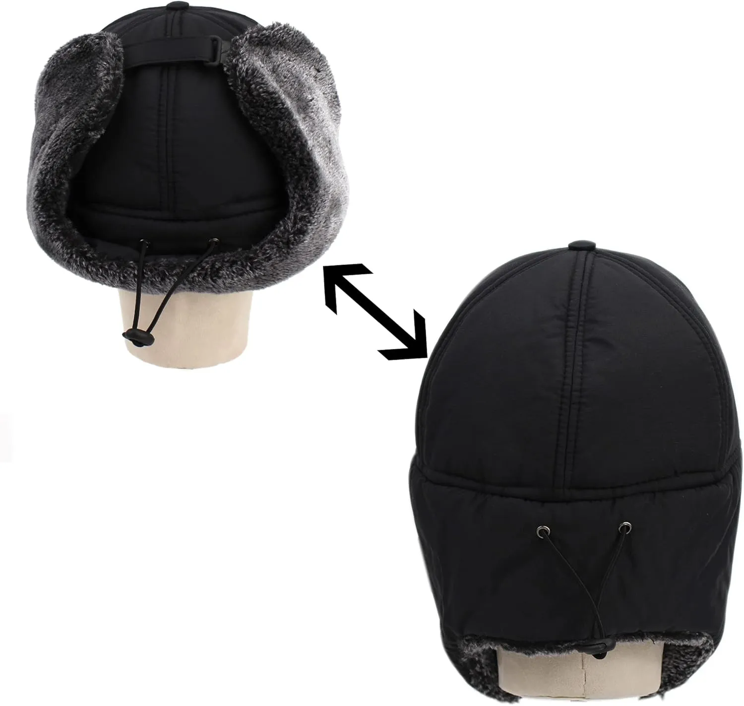 Van Caro Trapper Warm Hat with Ear Flap Face Mask,Ushanka Fur Hunting Hat Baseball Cap