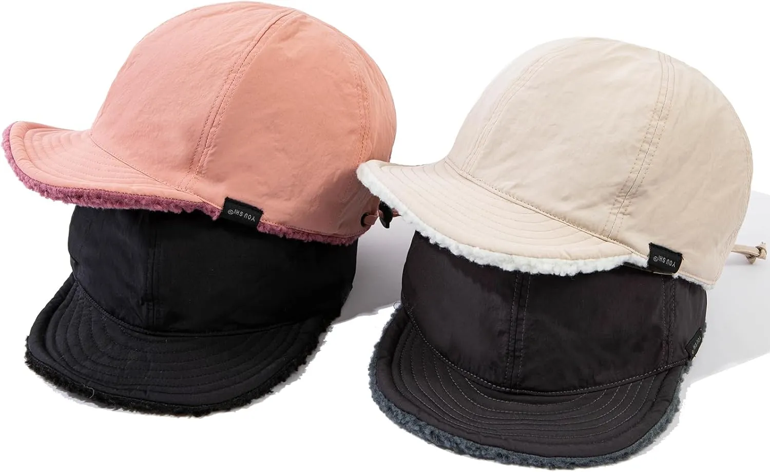 Winter Baseball Cap Warm Flat Bill Hats for Men Women Faux Fur Short Brim Cadet Hat Thickened Trucker Hats Umpire Cap