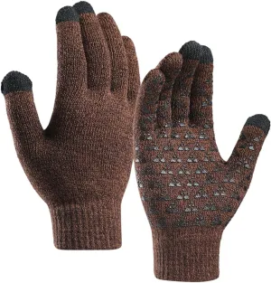 Winter Gloves Men,Full Fingers Touch Screen Thermal Knit Lining Cotton Gloves for Driving Hiking Cold Weather Kids