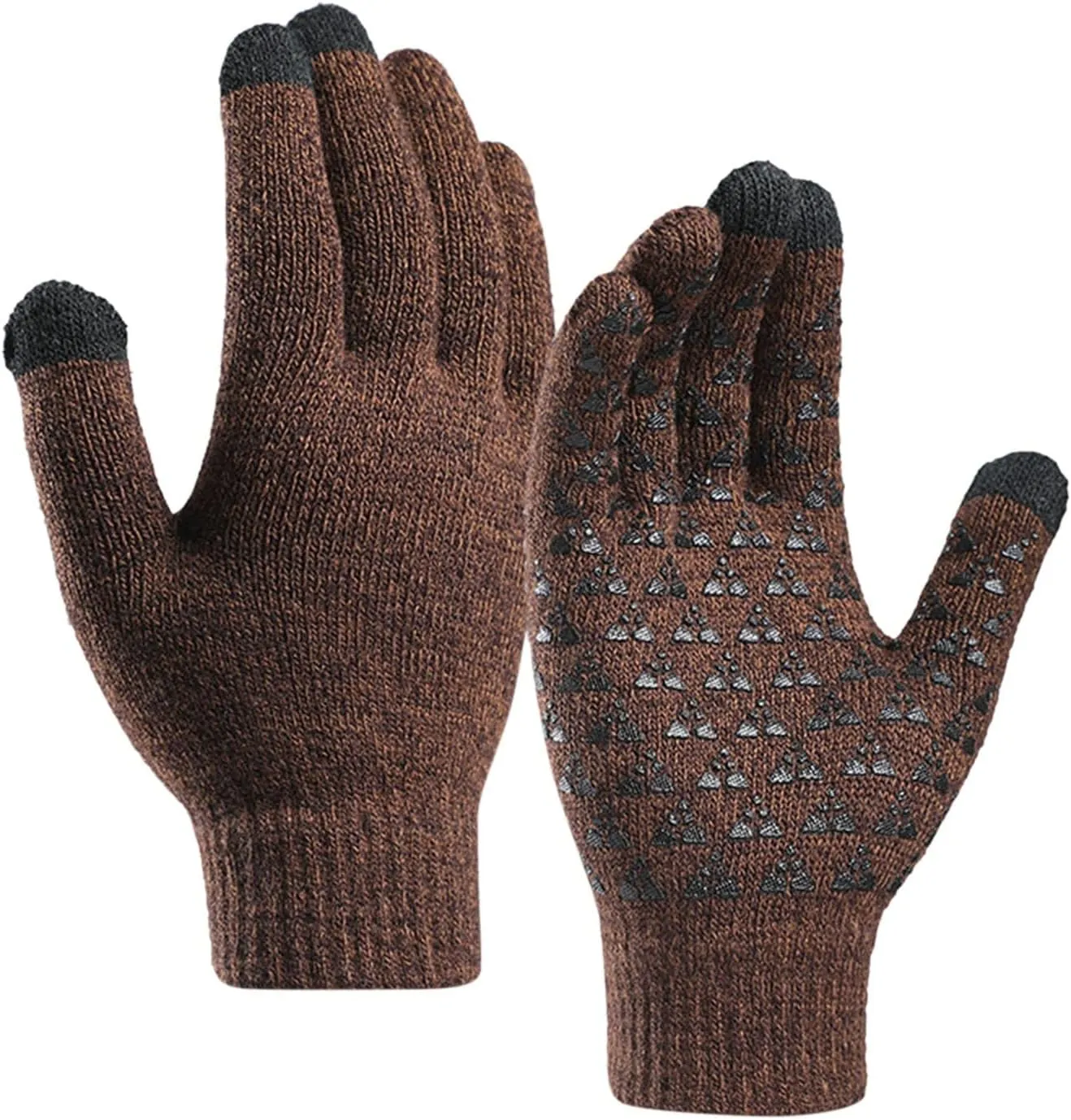 Winter Gloves Men,Full Fingers Touch Screen Thermal Knit Lining Cotton Gloves for Driving Hiking Cold Weather Kids