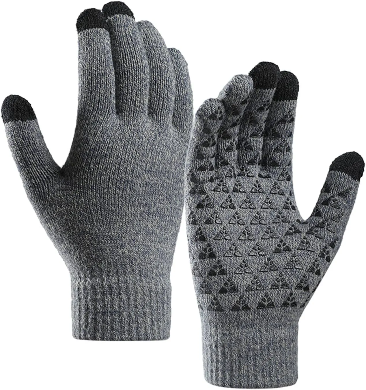 Winter Gloves Men,Full Fingers Touch Screen Thermal Knit Lining Knit Gloves for Kids Cold Weather Hiking Driving