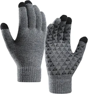 Winter Gloves Men,Full Fingers Touch Screen Thermal Knit Lining Knit Gloves for Kids Cold Weather Hiking Driving