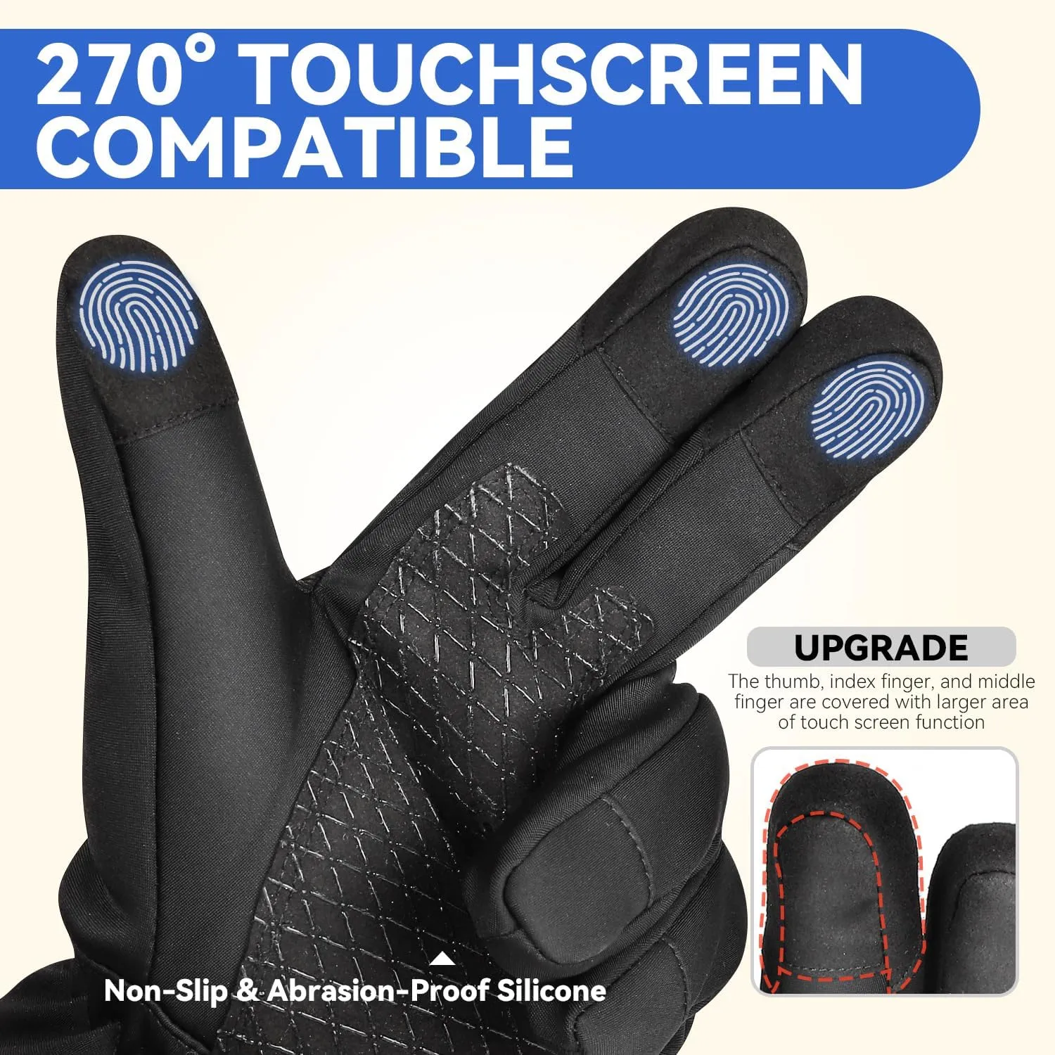 Winter Warm Gloves, Waterproof Windproof 3M Thinsulate Lining for -4℉ Cold Weather, Thermal Insulated Gloves for Men Women Skiing Snowboard Cycling Running