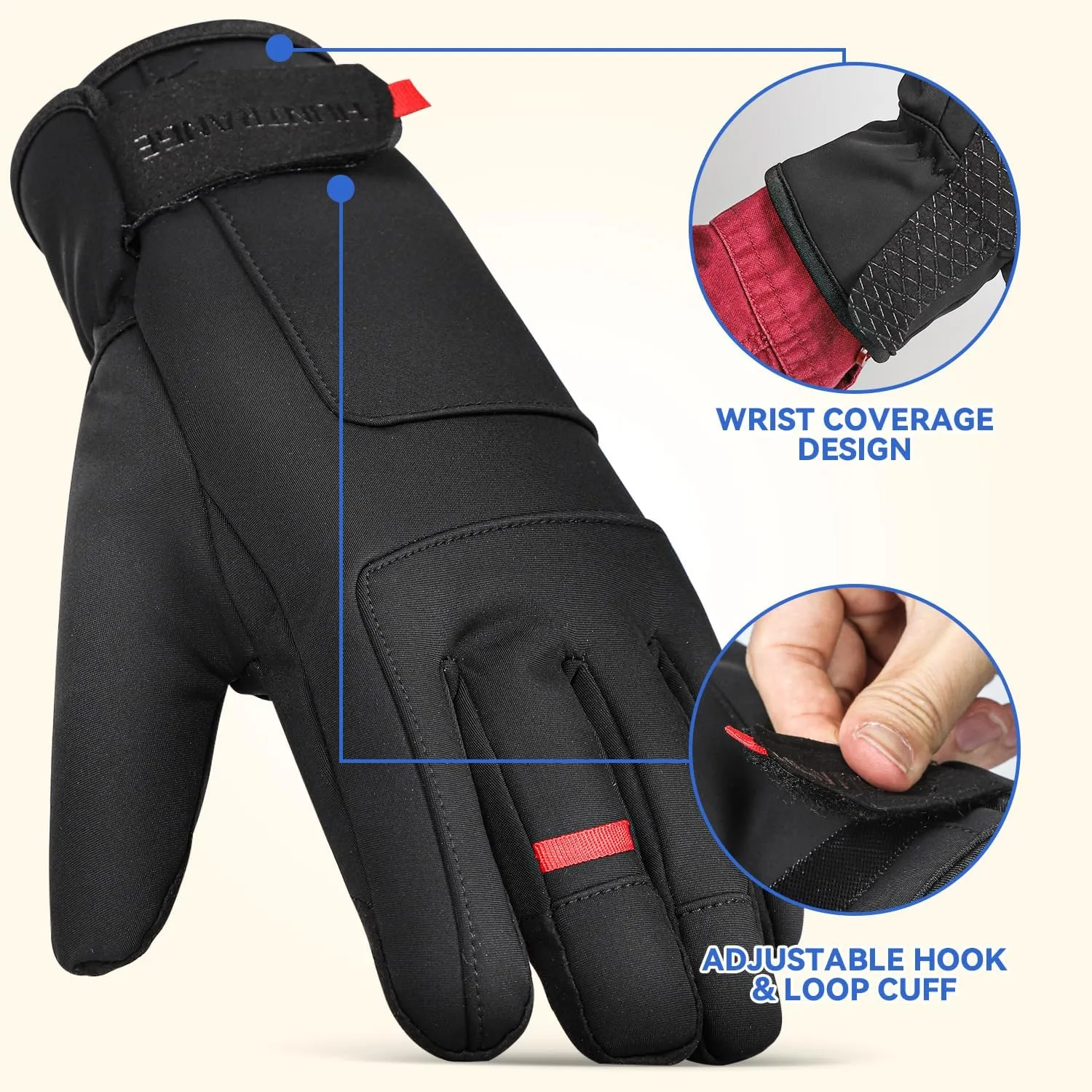 Winter Warm Gloves, Waterproof Windproof 3M Thinsulate Lining for -4℉ Cold Weather, Thermal Insulated Gloves for Men Women Skiing Snowboard Cycling Running