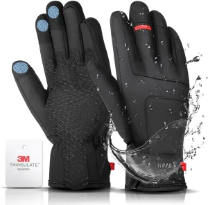 Winter Warm Gloves, Waterproof Windproof 3M Thinsulate Lining for -4℉ Cold Weather, Thermal Insulated Gloves for Men Women Skiing Snowboard Cycling Running