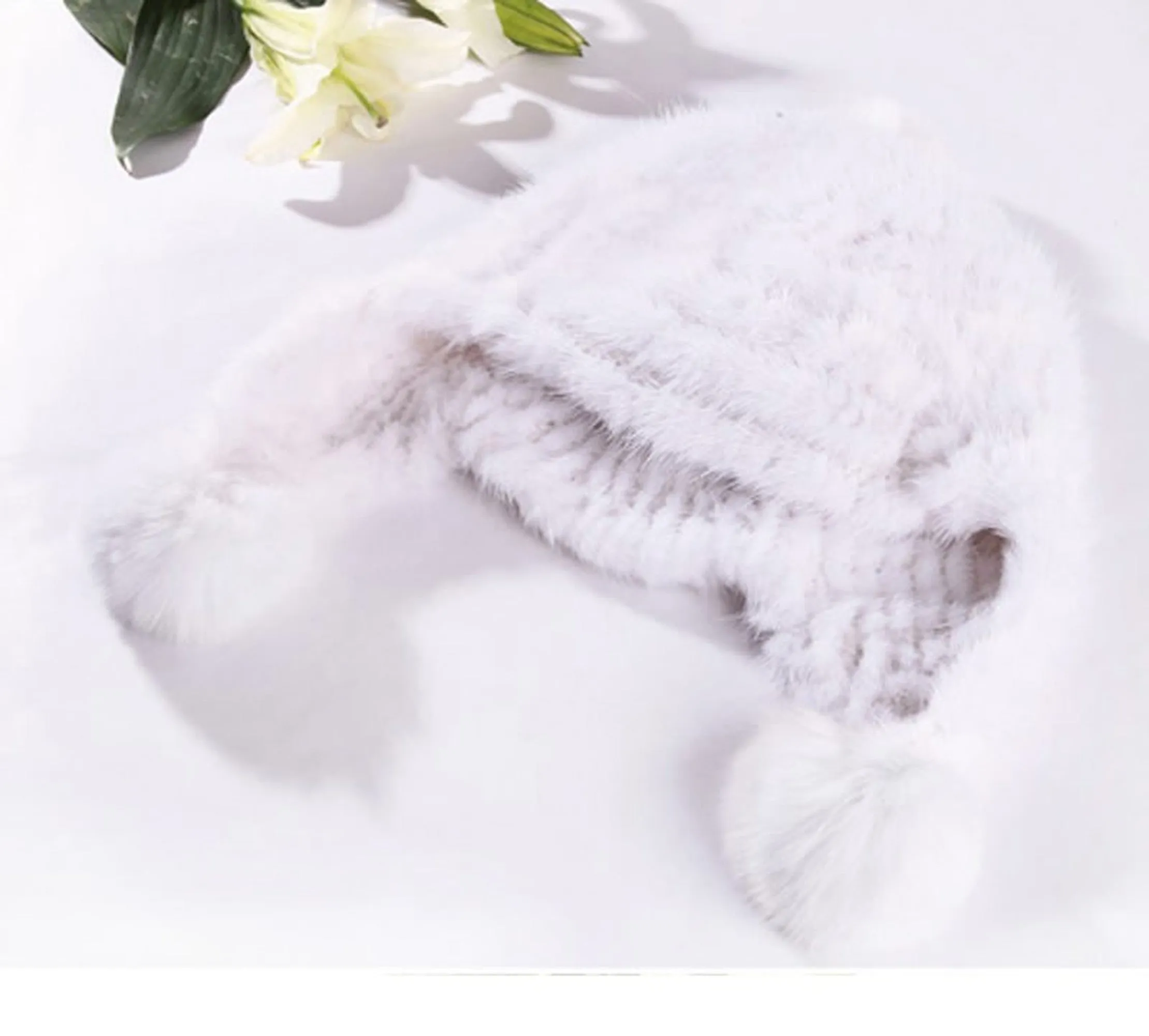 Women's Knitted Real Mink Fur Big Fox Fur Pompom Hat Fur Cap Beanie Headgear 14622