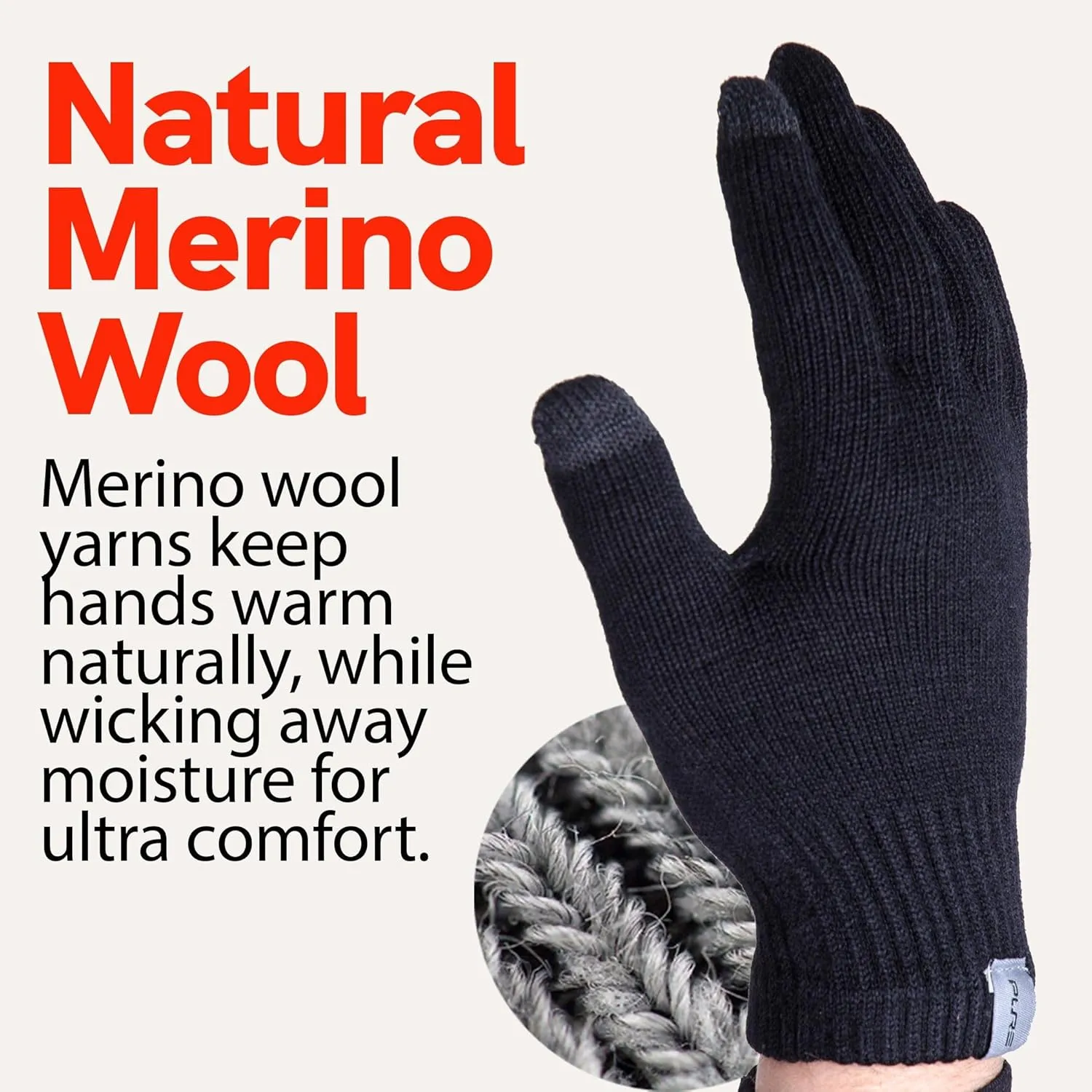 Wool Ski Glove Liner with Touch Screen Technology – Premium Merino Wool Winter Gloves for Skiing, Cold Weather