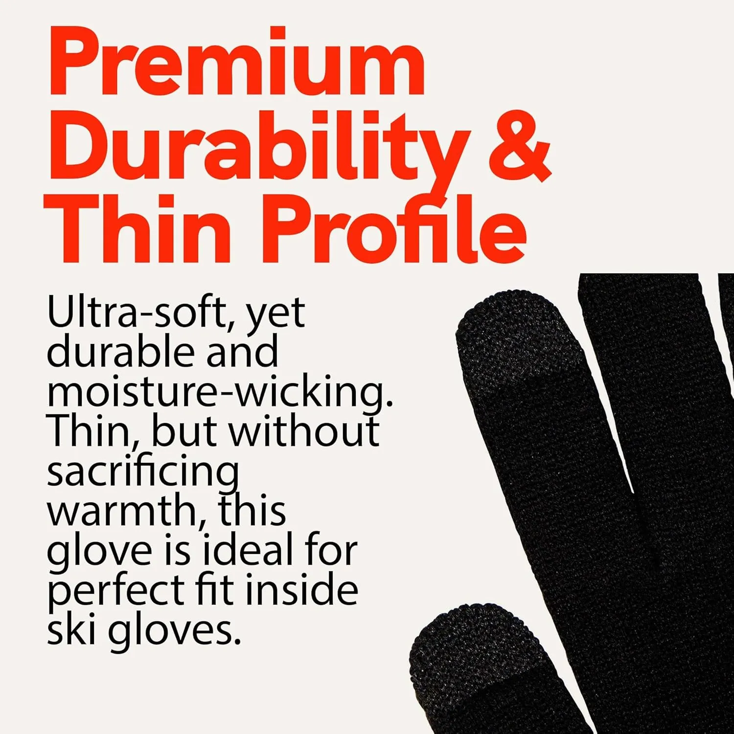 Wool Ski Glove Liner with Touch Screen Technology – Premium Merino Wool Winter Gloves for Skiing, Cold Weather