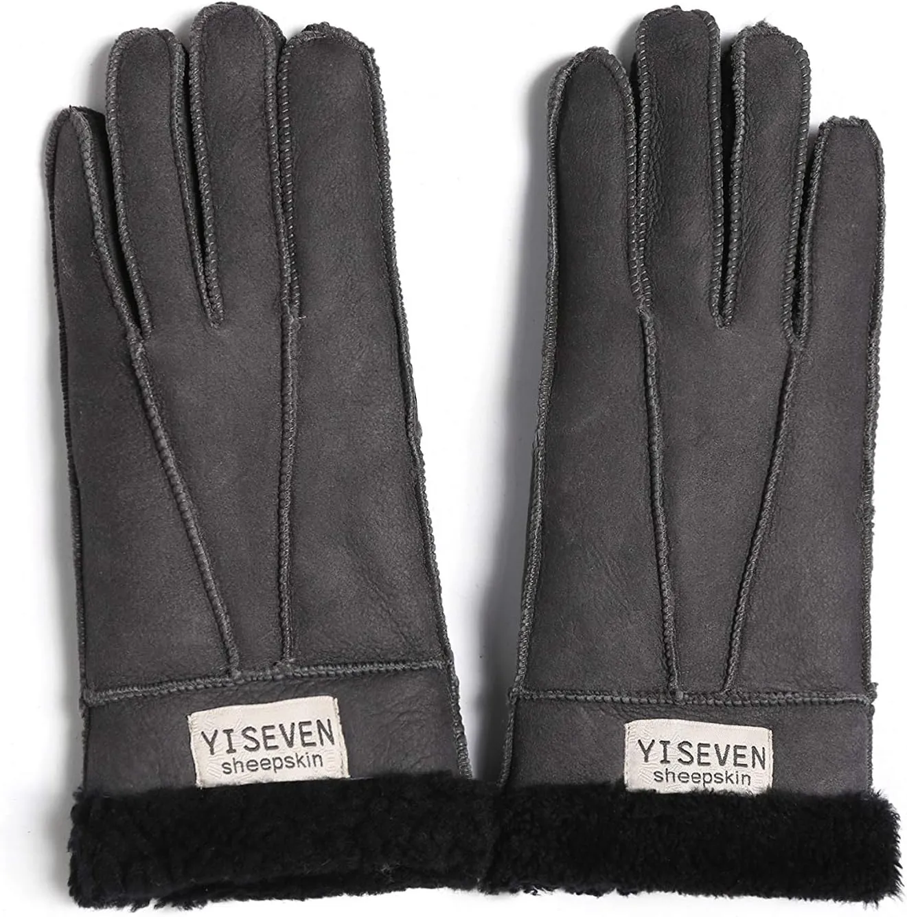 YISEVEN Women's Winter Sheepskin Shearling Leather Gloves Wool Cuffs