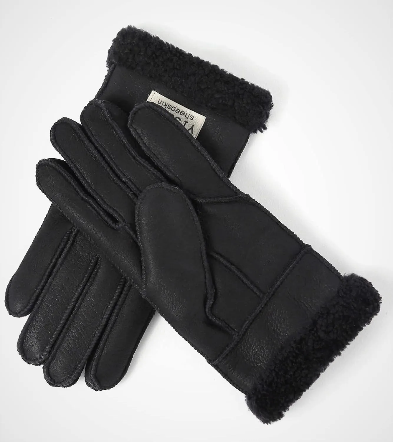 YISEVEN Women's Winter Sheepskin Shearling Leather Gloves Wool Cuffs