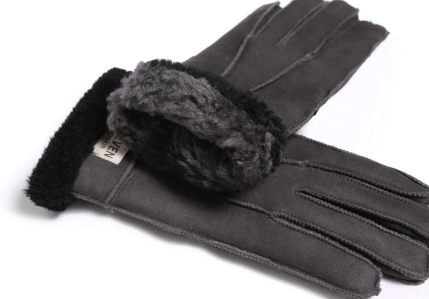 YISEVEN Women's Winter Sheepskin Shearling Leather Gloves Wool Cuffs