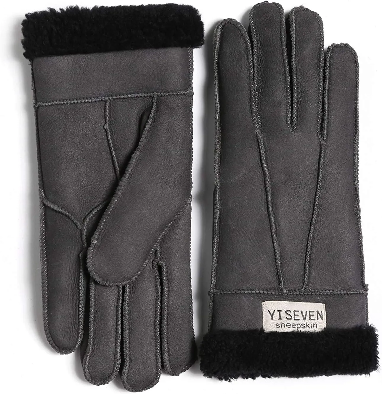 YISEVEN Women's Winter Sheepskin Shearling Leather Gloves Wool Cuffs
