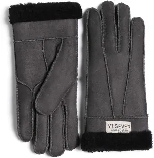 YISEVEN Women's Winter Sheepskin Shearling Leather Gloves Wool Cuffs