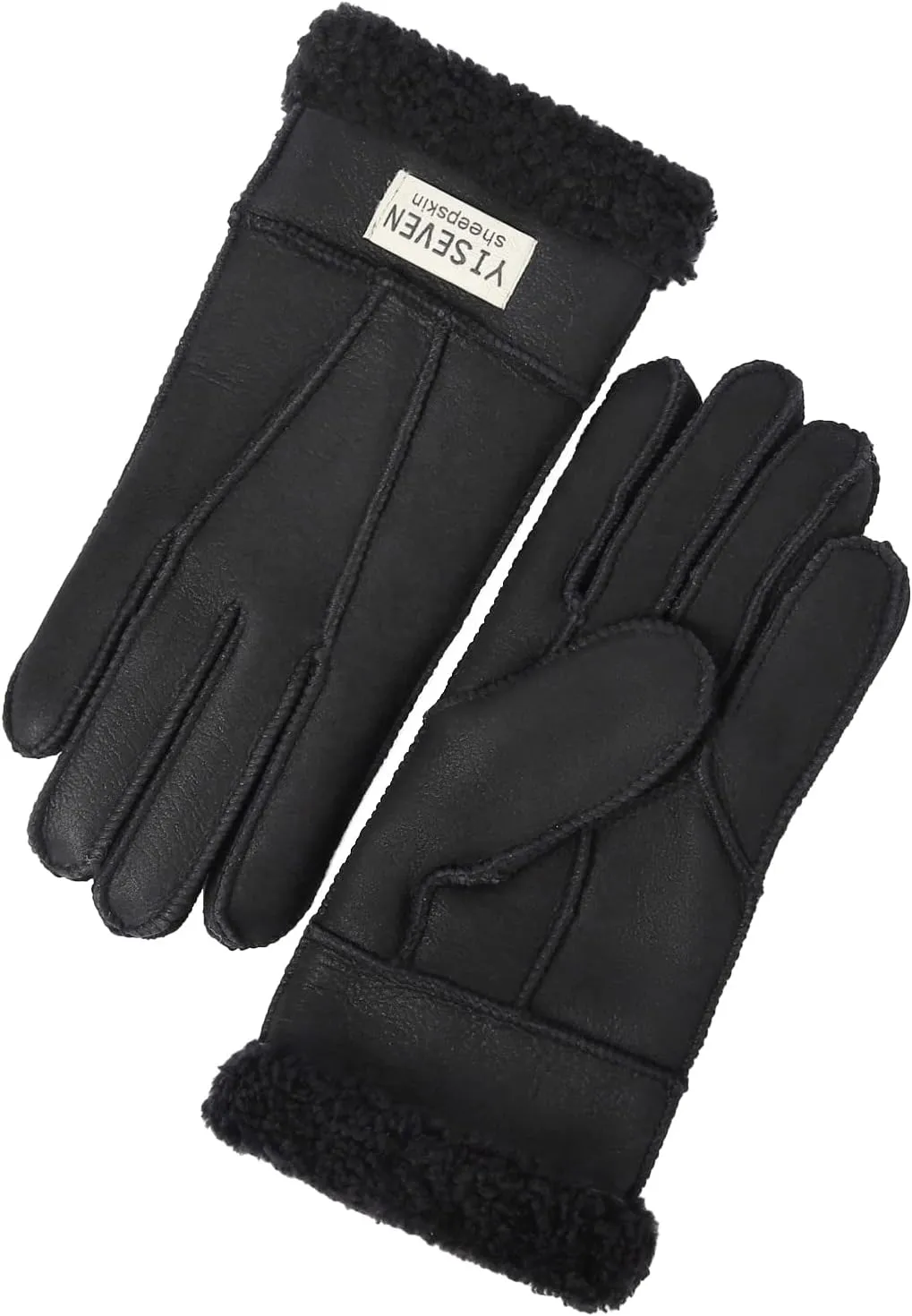 YISEVEN Women's Winter Sheepskin Shearling Leather Gloves Wool Cuffs