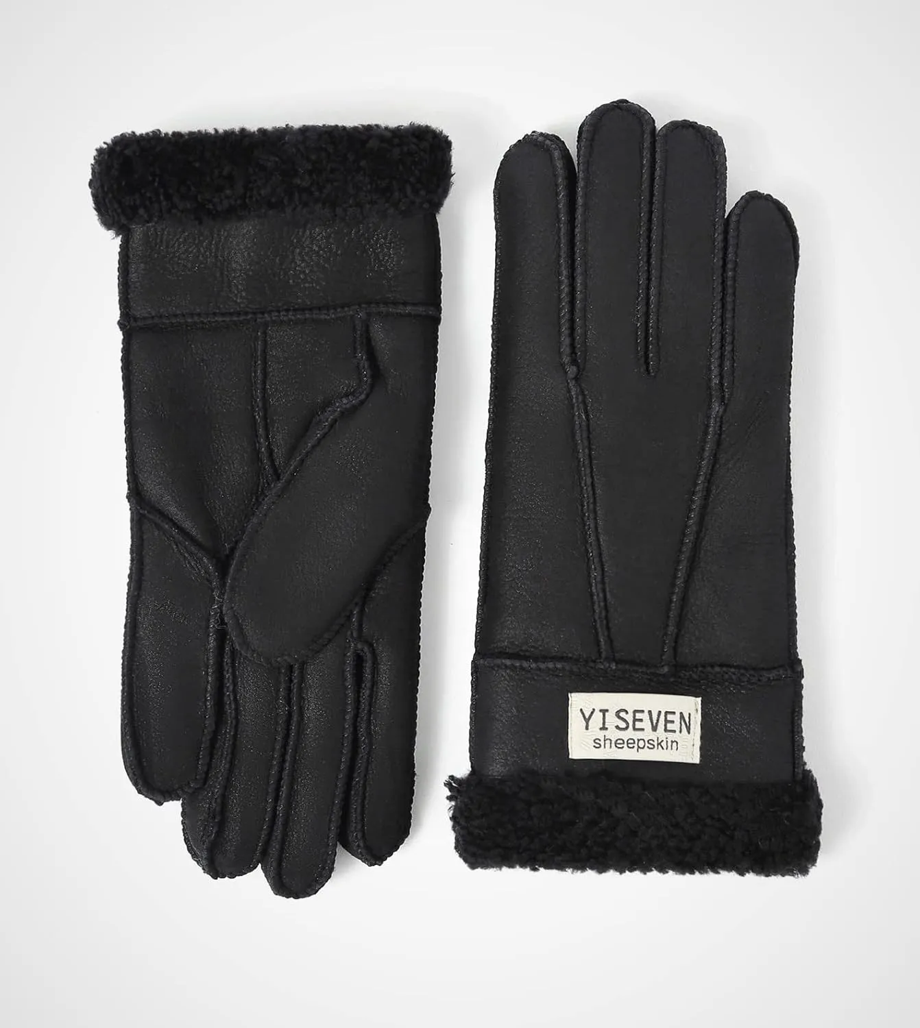 YISEVEN Women's Winter Sheepskin Shearling Leather Gloves Wool Cuffs