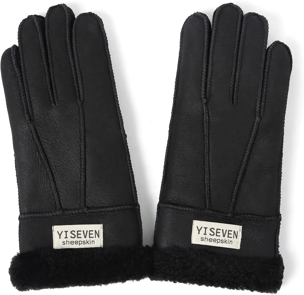 YISEVEN Women's Winter Sheepskin Shearling Leather Gloves Wool Cuffs